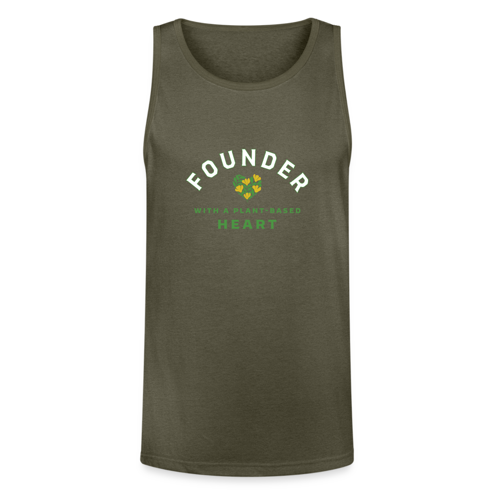 Founder with a Plant-Based Heart Tri-Blend Organic Tank - heather olive