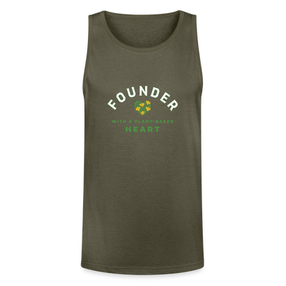 Founder with a Plant-Based Heart Tri-Blend Organic Tank - heather olive