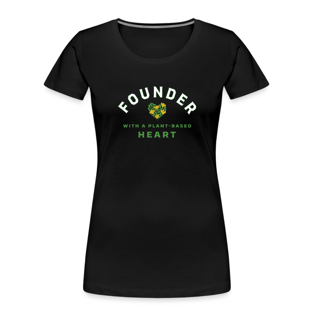 Founder with a Plant-Based Heart Fitted Organic Cotton Shirt - black