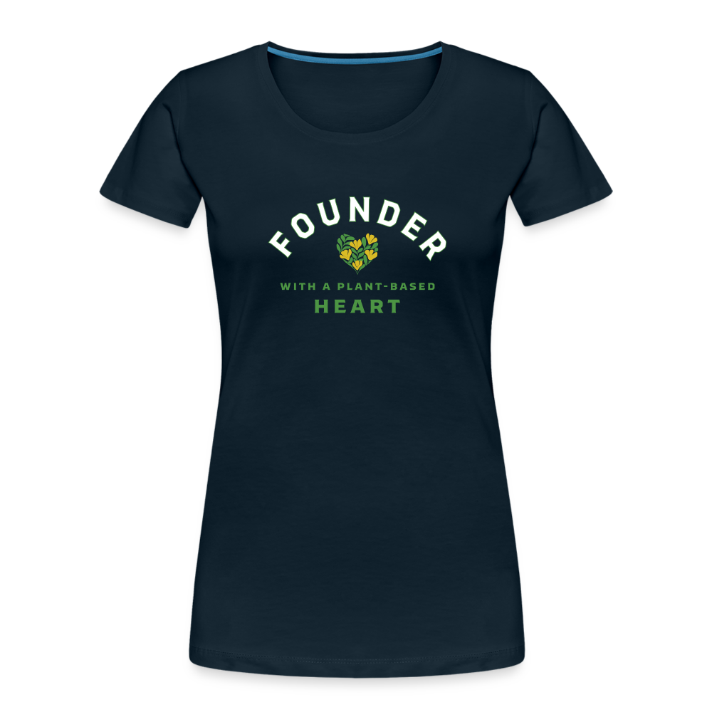 Founder with a Plant-Based Heart Fitted Organic Cotton Shirt - deep navy