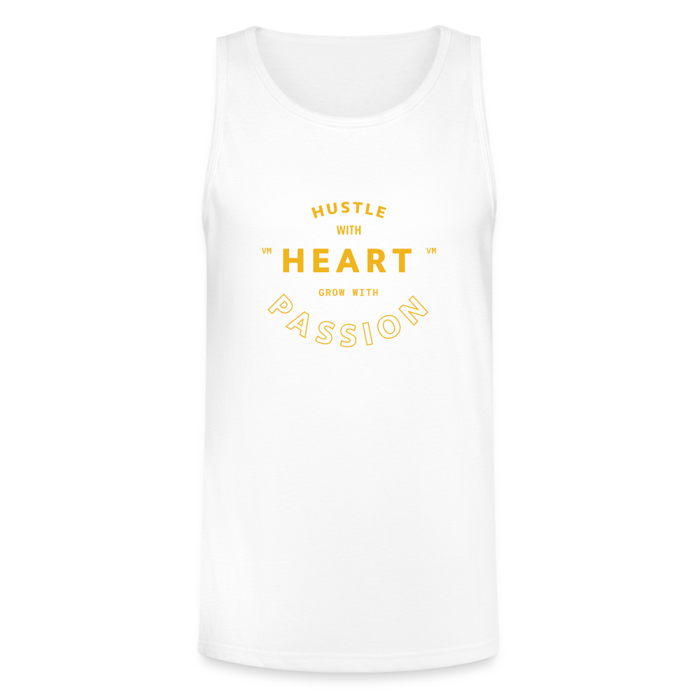 Hustle with Heart Tri-Blend Organic Tank - white