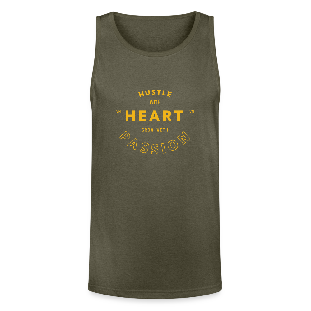 Hustle with Heart Tri-Blend Organic Tank - heather olive