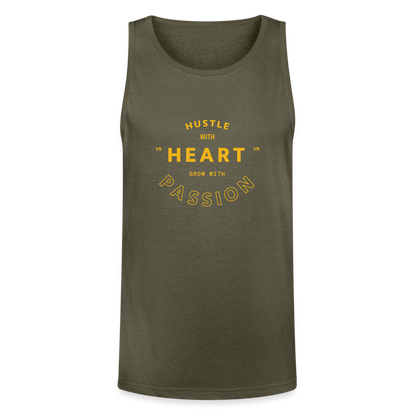 Hustle with Heart Tri-Blend Organic Tank - heather olive