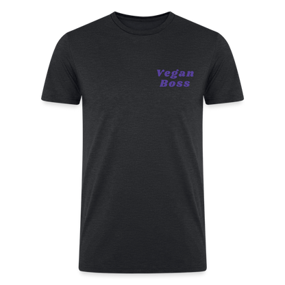 Vegan Boss [Purple] Straight Cut Organic Tri-Blend Shirt - heather black