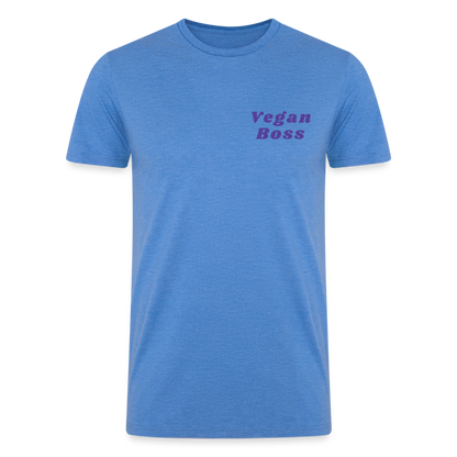 Vegan Boss [Purple] Straight Cut Organic Tri-Blend Shirt -  heather blue